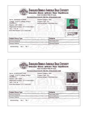 Provisional Exam Form for TDC Part III Examination 2024