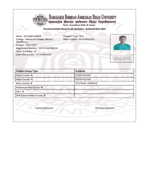 Provisional Exam Form for UG Semester - III Examination 2024