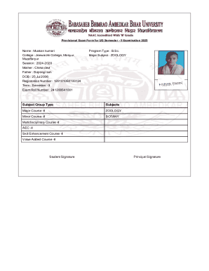 Provisional Exam Form for UG Semester - II Examination 2025