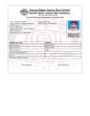 Provisional Exam Form for UG Semester III