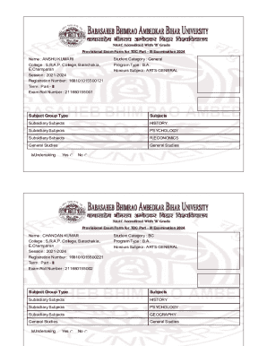 Provisional Exam Form for TDC Part III Examination 2024