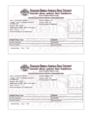 Provisional Exam Form for TDC Part III Examination 2024