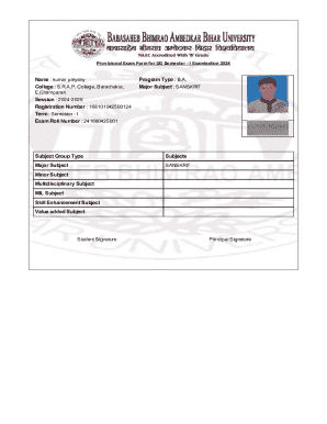 Provisional Exam Form for UG Semester - I Examination 2024
