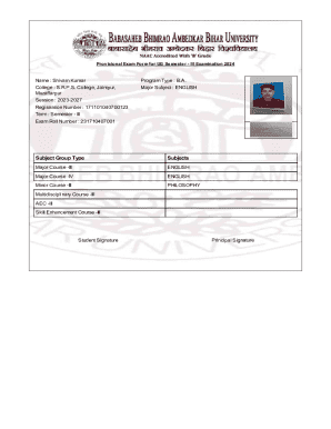 Provisional Exam Form for UG Semester - III Examination 2024