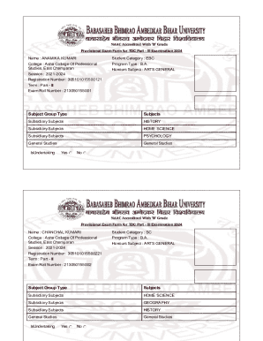 Provisional Exam Form for TDC Part - III Examination 2024