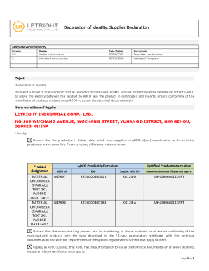 Supplier Declaration of Identity