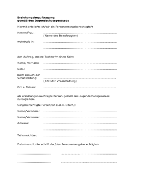 Erziehungsbeauftragung Form