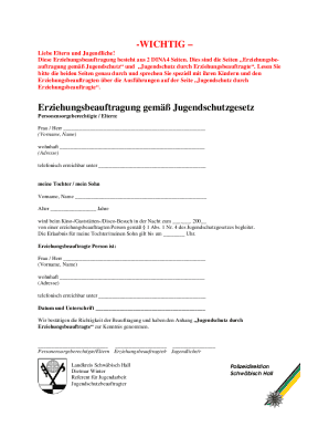 German Youth Protection Authorization Form