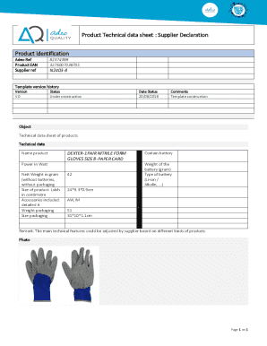 Supplier Declaration for Dexter Nitrile Gloves