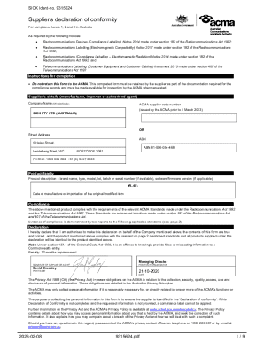 Supplier’s Declaration of Conformity