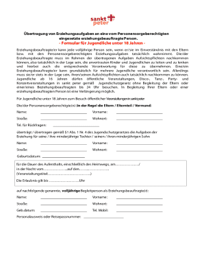 German Youth Supervision Authorization Form