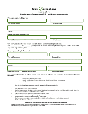 Jugendschutz Erziehungsbeauftragung Form