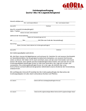 Erziehungsbeauftragung Form