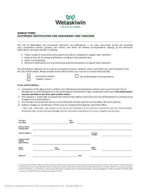 Electronic Tax Notification Signup Form
