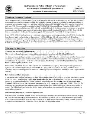 Form G-28 Notice of Entry of Appearance