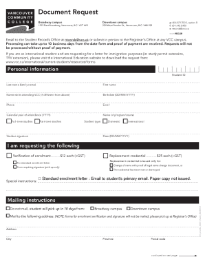 VCC Document Request Form