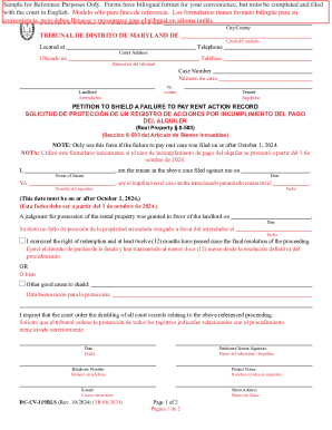 Maryland Petition to Shield Failure to Pay Rent Record