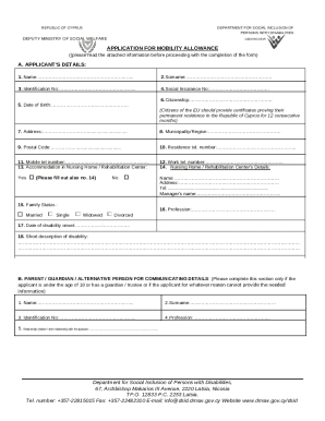 Cyprus Mobility Allowance Application