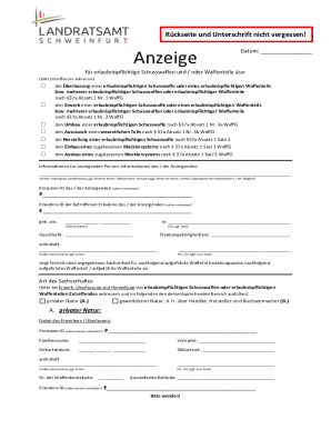 German Firearm Notification Form