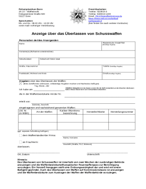 German Firearm Transfer Notification Form