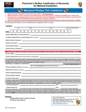 Maryland Medical Exemption for Window Tinting