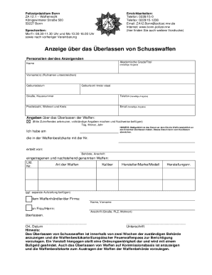 German Firearm Transfer Notification Form