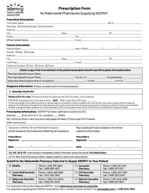 Prescription Form for XDEMVY