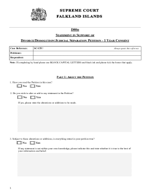 Divorce/Dissolution Statement in Support