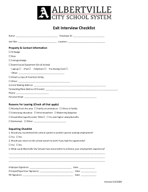 Exit Interview Checklist