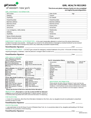 Girl Health Record and Emergency Authorization Form