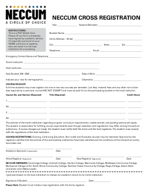 NECCUM Cross Registration Form