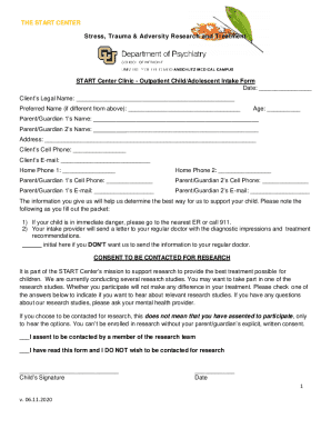 START Center Child Adolescent Intake Form