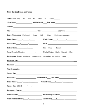 New Patient Intake Form