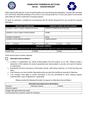 California AB 341 Waiver Request Form