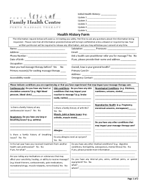 Health History Form