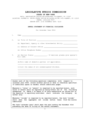 New York Annual Statement of Financial Disclosure