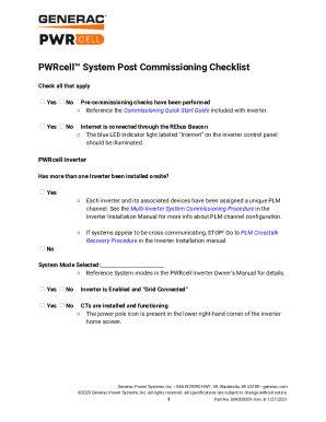 PWRcell System Post Commissioning Checklist