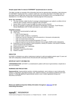 Sample Appeal Letter for DUPIXENT Denial