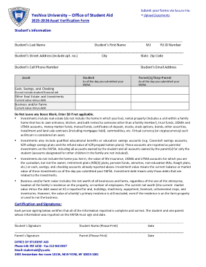 2025-2026 Asset Verification Form
