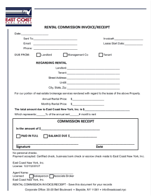 Rental Commission Invoice/Receipt