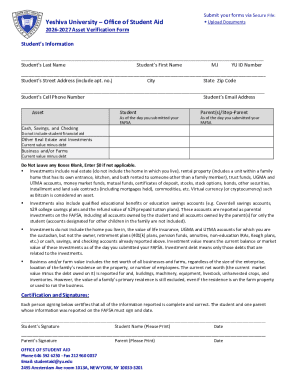 2026-2027 Asset Verification Form