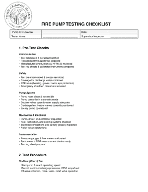 Fire Pump Testing Checklist
