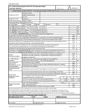 Inbetriebsetzungsprotokoll Erzeugungsanlagen Niederspannung
