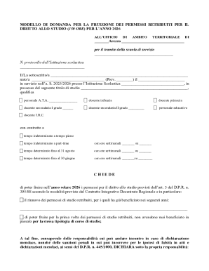 Italian Study Leave Application Form 2026