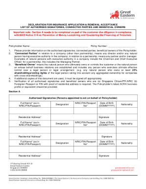 Insurance Application & Renewal Acceptance Form