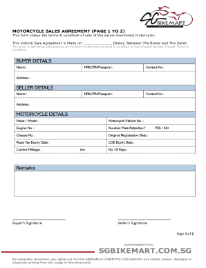 Motorcycle Sales Agreement