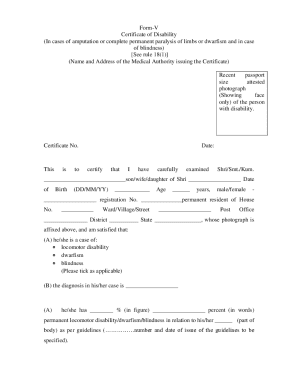 Certificate of Disability