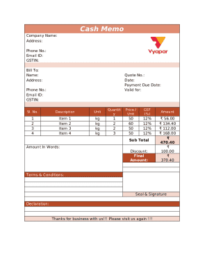 Cash Memo