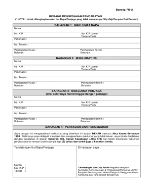 Malaysia Income Verification Form PB-2