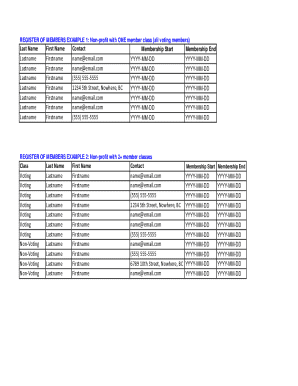 Non-Profit Member Register